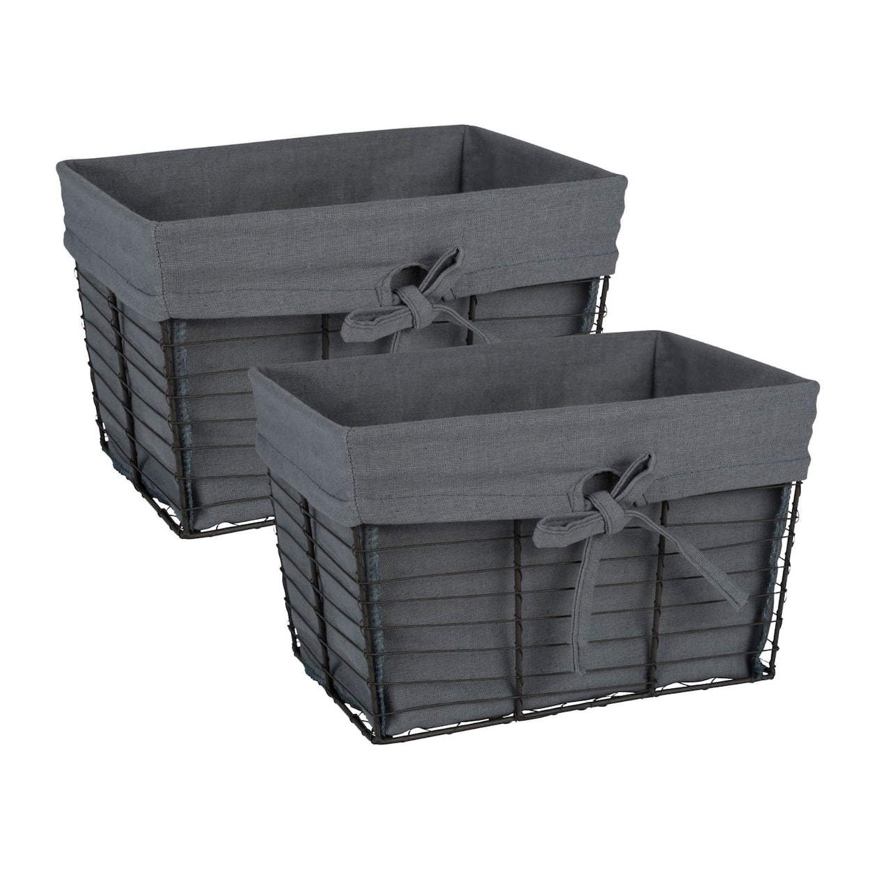 DII® Medium Gray Lined Vintage Wire Basket, 2ct.